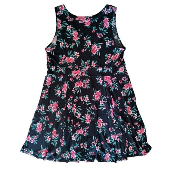 Torrid Black Pink Floral Jersey Knit Sleeveless Mini Skater Dress Plussize 3X - Picture 7 of 16